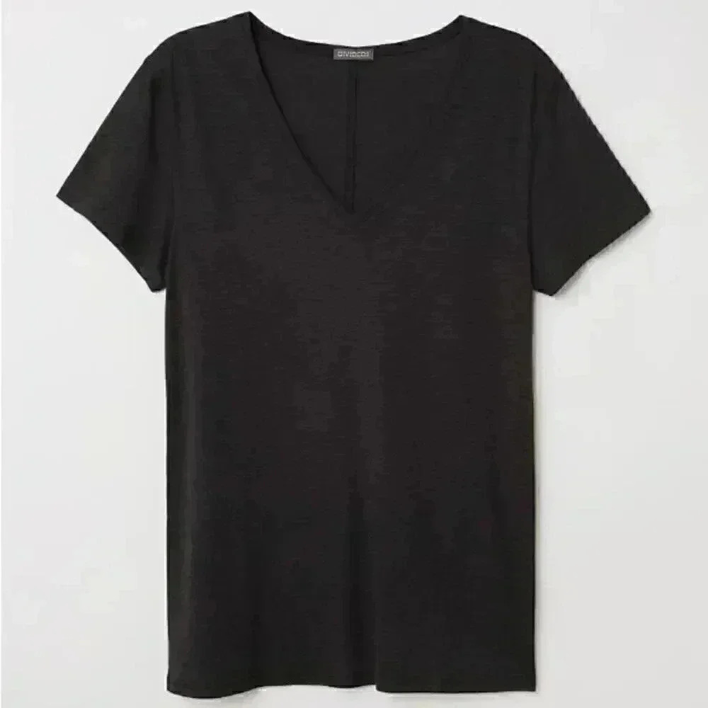 Divided | V-Neck Tee | Burnout Style | Charcoal | Size S